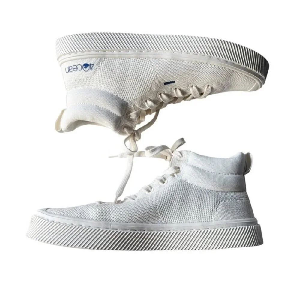 Cariuma 4Ocean Women's Sz 10 Off White Knit High-Top Sneakers Lace Up Casual